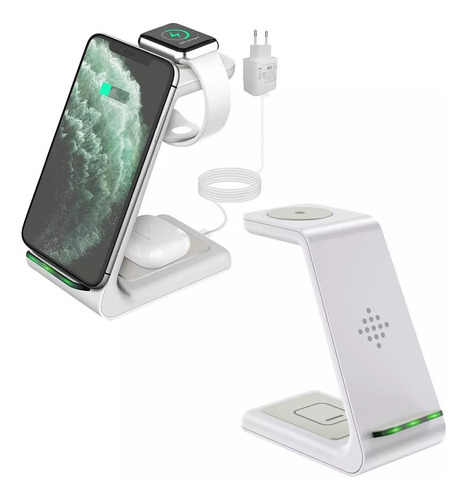 Estación Carga Inalámbrica 3 En 1 Para iPhone AirPods Watch 