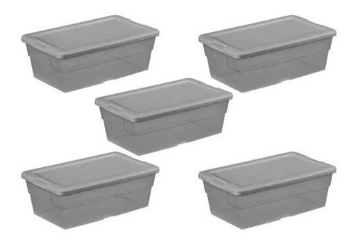 5 Cajas Contenedor Organizador Almacenamiento Zapatera Gris