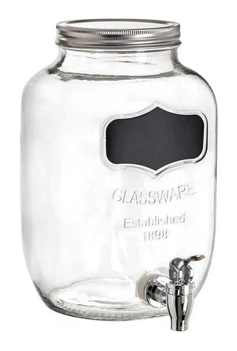 Dispensador Agua/ Vitrolero/ Mason Jar/ Black Label/ 4 Lts