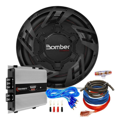 Combo Subwoofer Bomber 12 250w + Amplicador Y Kit Cables