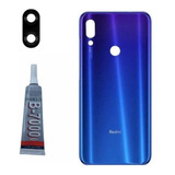 Tampa Vidro Traseira Xiaomi Redmi Note 7 Azul E Lente E Cola