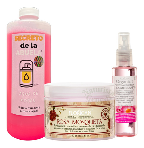 Crema Y Aceite De Rosa Mosqueta Anti Edad + Agua De Rosas