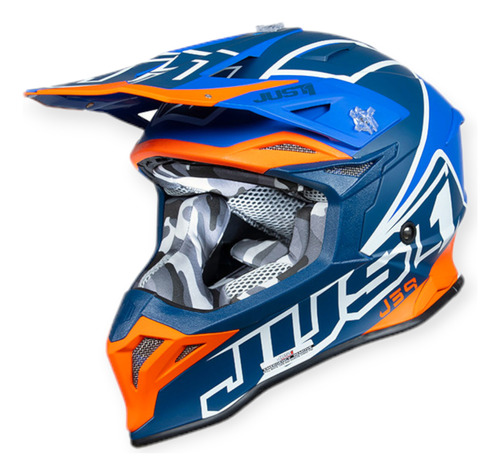 Casco Just1 J39 Thruster Motocross Enduro Azul/naranja