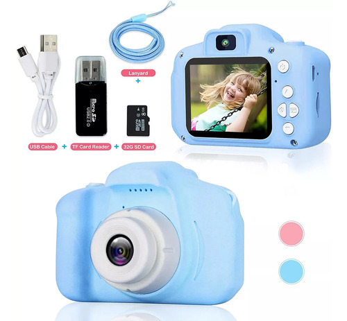 Câmera Digital 1080p Hd Kids Selfie Com Cartão De Memória