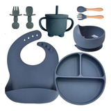 Kit 8 Alimentação Bebê Babador Prato Tigela Copinho Silicone