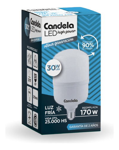 5 Lámparas Galponeras Led 30w Candela High Power 6803 Cuota