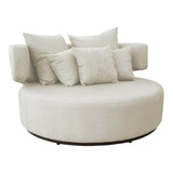 Sofá Puff Chaise Eva Redondo Elegante Suede Bege