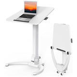Foldable Mobile Standing Desk, Pneumatic Height Adjusta...