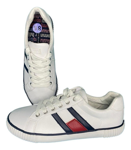 Tenis Tommy Hilfiger De Mujer 25.5 Color Blanco Original.