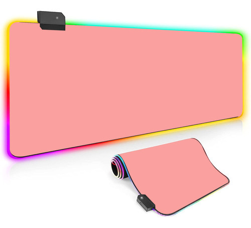 Mousepad Gamer Com Iluminação Led Rgb 7 Cores Mouse Pad Grande Antiderrapante 80 X 30cm Luuk Young Mp48 Rosa