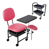 Kit Cadeira Manicure Cirandinha + Carrinho Auxiliar Pink