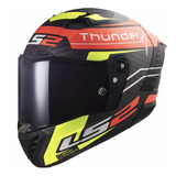 Casco Deportivo Ls2 Thunder Attack Rojo/ama 100% Carbono