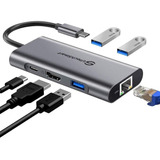 Hub Usb C Utechsmart 6 En 1 Hdmi, Lan, Usb 3.0, Usb C, Gris