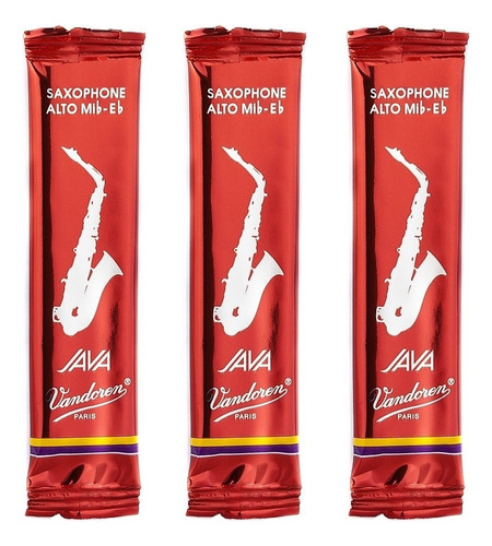 3 Palhetas Vandoren Java Red Para Sax Alto - N° 2