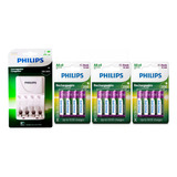 Carregador Philips Com 12 Pilhas Aa Recarregável Original Nf