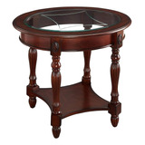 Mesa Leemtorig End Table With Glass Top Oval Color Cherry Walnut