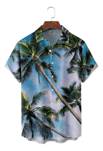 Camisa Hawaiana Unisex Coconut Tree Sky, Camisa De Playa Par