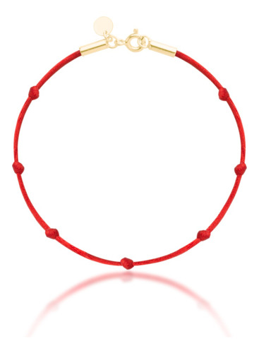 Pulseira Cabala Red Vermelha 7 Nós Delicada Banhada A Ouro