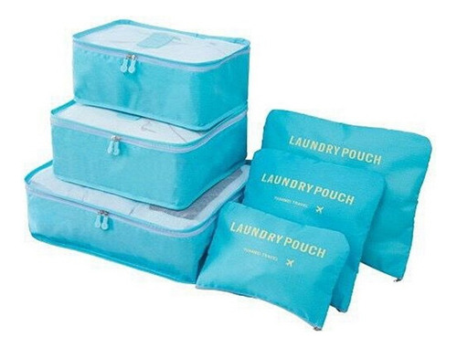 Necessaire Organizadora Mala Viagem Travel Bag Kit Com 6 Pçs Cor Azul-claro