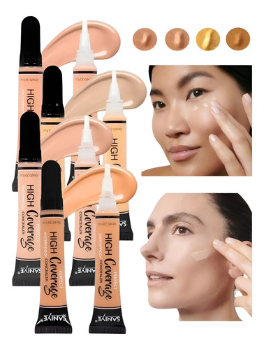 Corrector Facial Liquido Kit De 4 Pzas Efecto Matte Ligero
