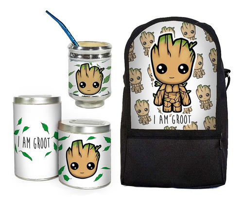 Equipo De Mate Sin Termo Baby Groot Cuero Set Kit Matero 