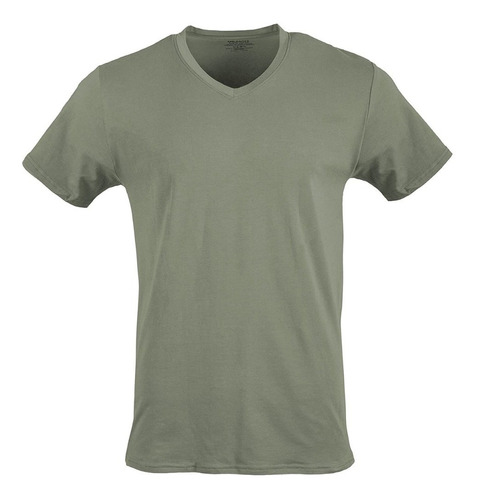 Camiseta Básica Cuello En V 100% Algodón Peinado Para Hombre