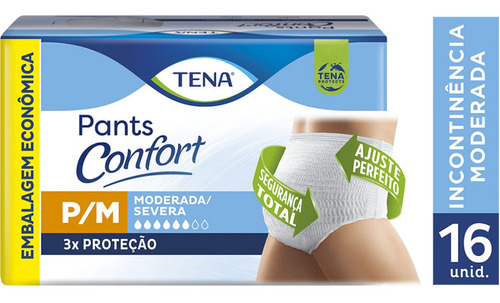 Roupa Íntima Pants Confort P/m Com 16 Unidades tena