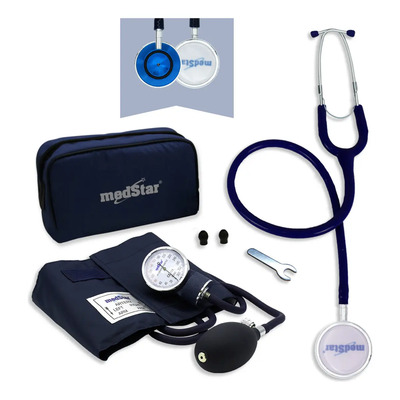 Kit Baumanómetro Con Estetocopio Doble Campana Medstar Color Azul MedStar 50B-F | Meses sin interés