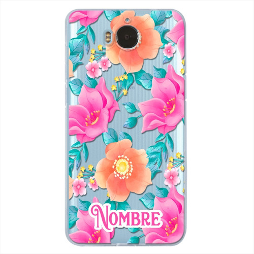 Funda Huawei Antigolpes Flores Personalizada Con Tu Nombre