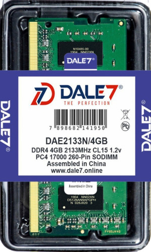 Memória Dale7 Ddr4 4gb 2133 Mhz Notebook 1.2v 01 Unid