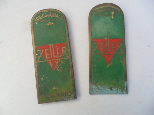 2 Cartel Insignia Antiguo Amasadora Zeiler Bronce Rosario