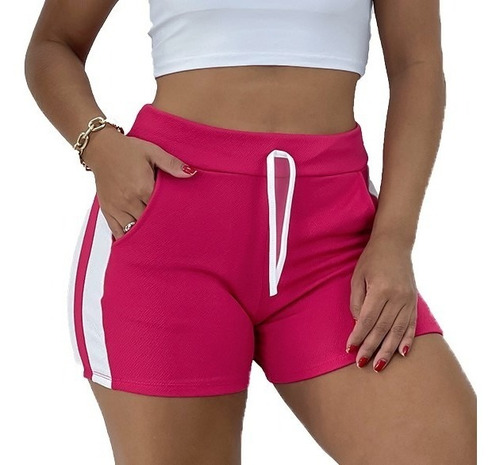 Kit5 Shorts Feminina Faixa Lateral Malha Crepe Top Revenda