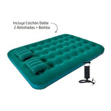 Colchón Doble Inflable + 2 Almohadas + Bomba 