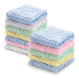 12pzs Toallas Faciales De Baño De Algodón Para Bebé 30x30cm