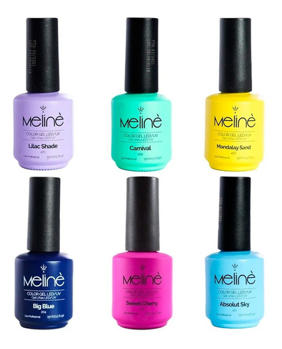 Esmalte Meline Semipermanente Color Gel Uv Led X 6 Unidades