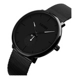 Skmei 9185 Reloj De Lujo Unisex Acero Color De La Malla Negro Color Del Bisel Negro Color Del Fondo Negro