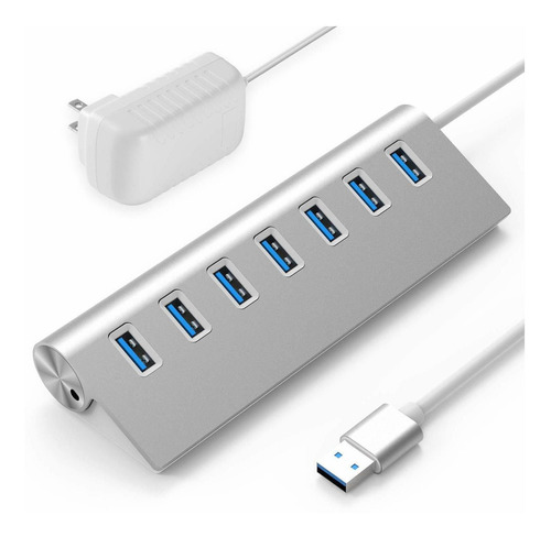 Rybozen Hub Usb 3.0 7 Puertos, Hub Usb De Aluminio 3.0 Con A