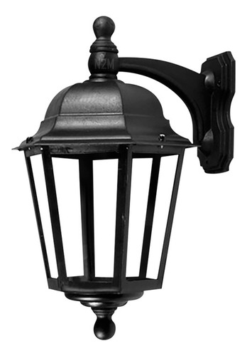 Farol Exterior Aplique Pp Pared Iluminacion E27 220v 1295 Color Negro