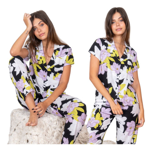 Pijama De Mujer Camisero Fibrana De Seda Suave Comodo 