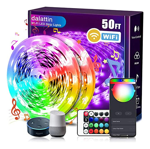 Tira Led Wifi Inteligente 50ft - Alexa, Música, 16m Colores