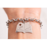 Pulsera Mini Rolo Libro Acero Quirúrgico Amo Leer 