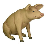 Diseño Toscano Sentado En Hog Rrheaven Estatua De Cerdo Gra