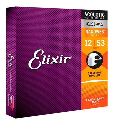 Cuerda De Guitarra Elixir 11052 012/053 De Acero Ligero