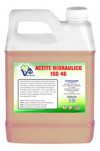 Aceite Hidraulico Iso46 1 Litro Vitraquim Industria