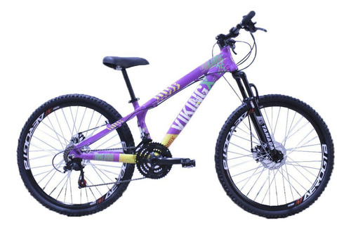 Bicicleta Viking Tuff25 Aro 26 |21 V Lilas Amarelo