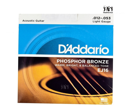 Encordado Guitarra Electroacustica Daddario Ej16 12-53 