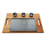 Brasero Gastronomico De Fundicion Con Porta Dips Base Madera