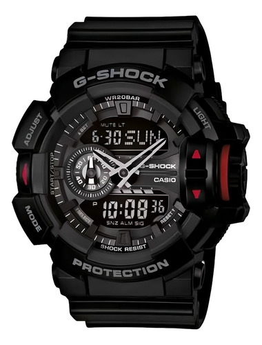 Relógio Casio G-shock Ga-400-1bdr Original Correia Preto Bisel Preto Fundo Preto