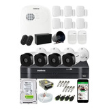 Kit Alarme Residencial S/ Fio E Kit Cftv 4 Câmeras Intelbras