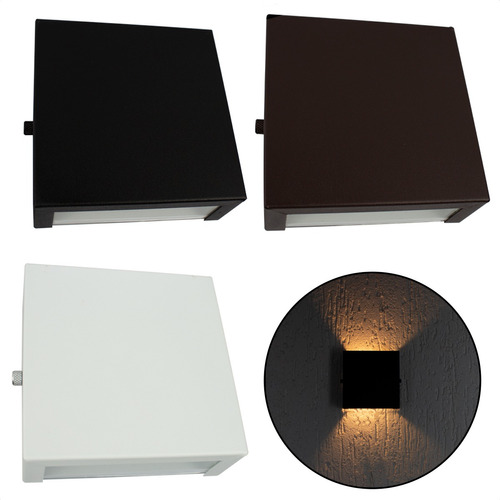 Arandela Slim 2 Focos Alumínio Externa + Led Incluso Cor Marrom Led Quente